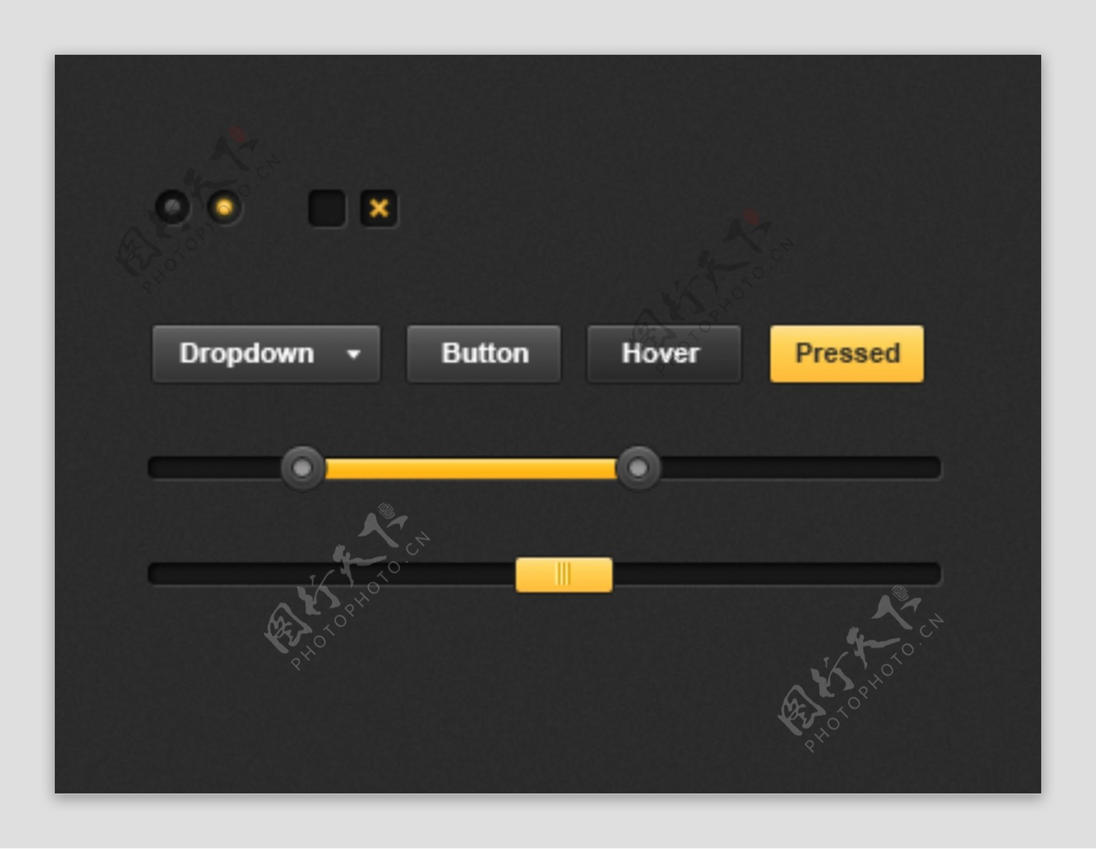 黑色系列复选框进度条滑块按钮设计