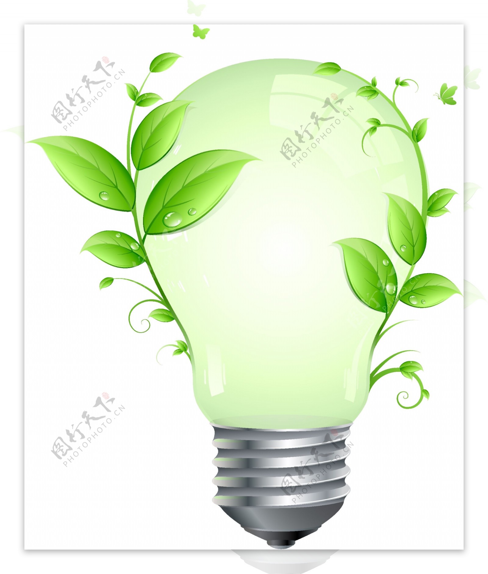 创意绿色节能灯泡矢量素材