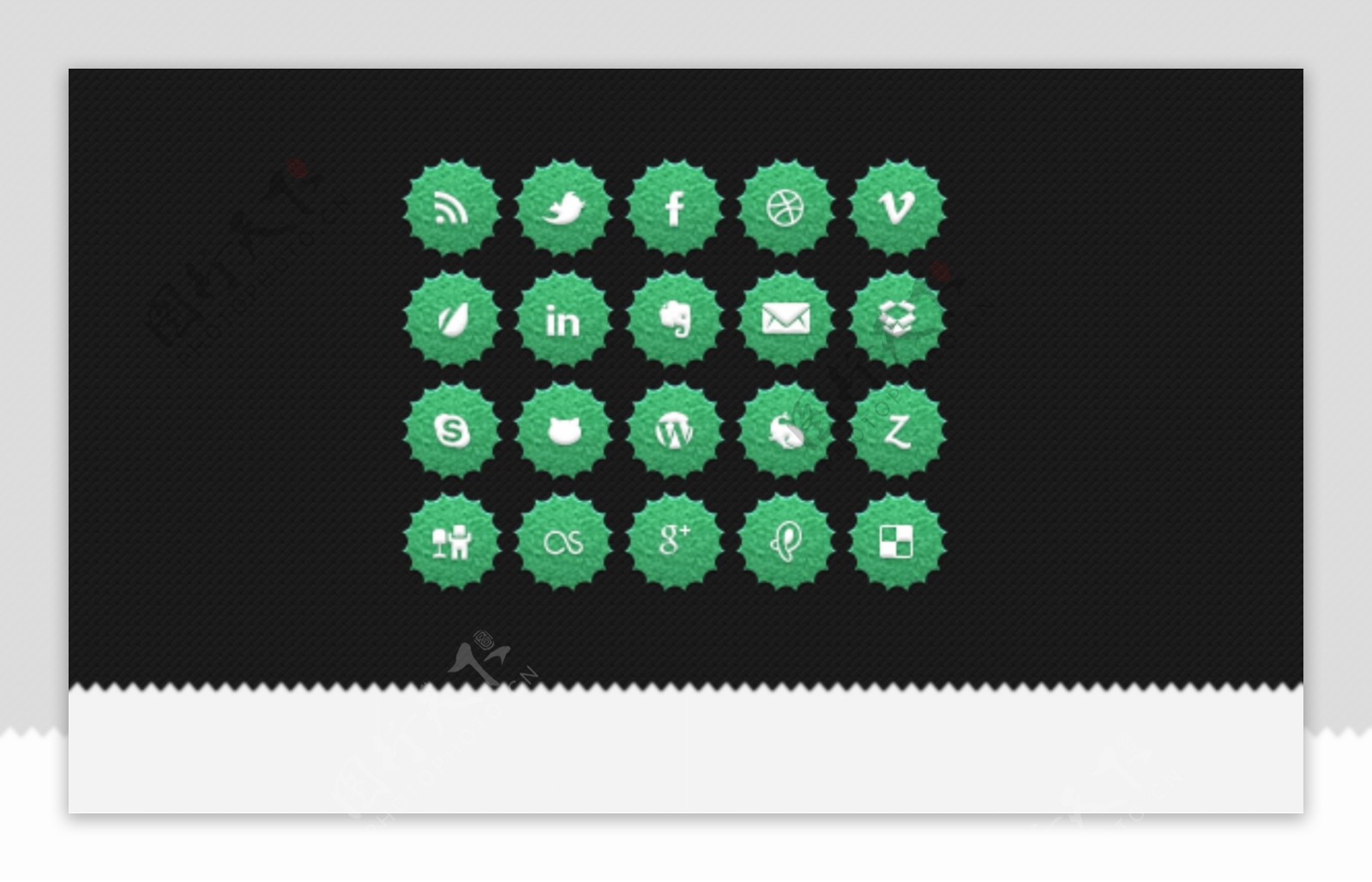 绿色圆形网页社交多媒体图标设计