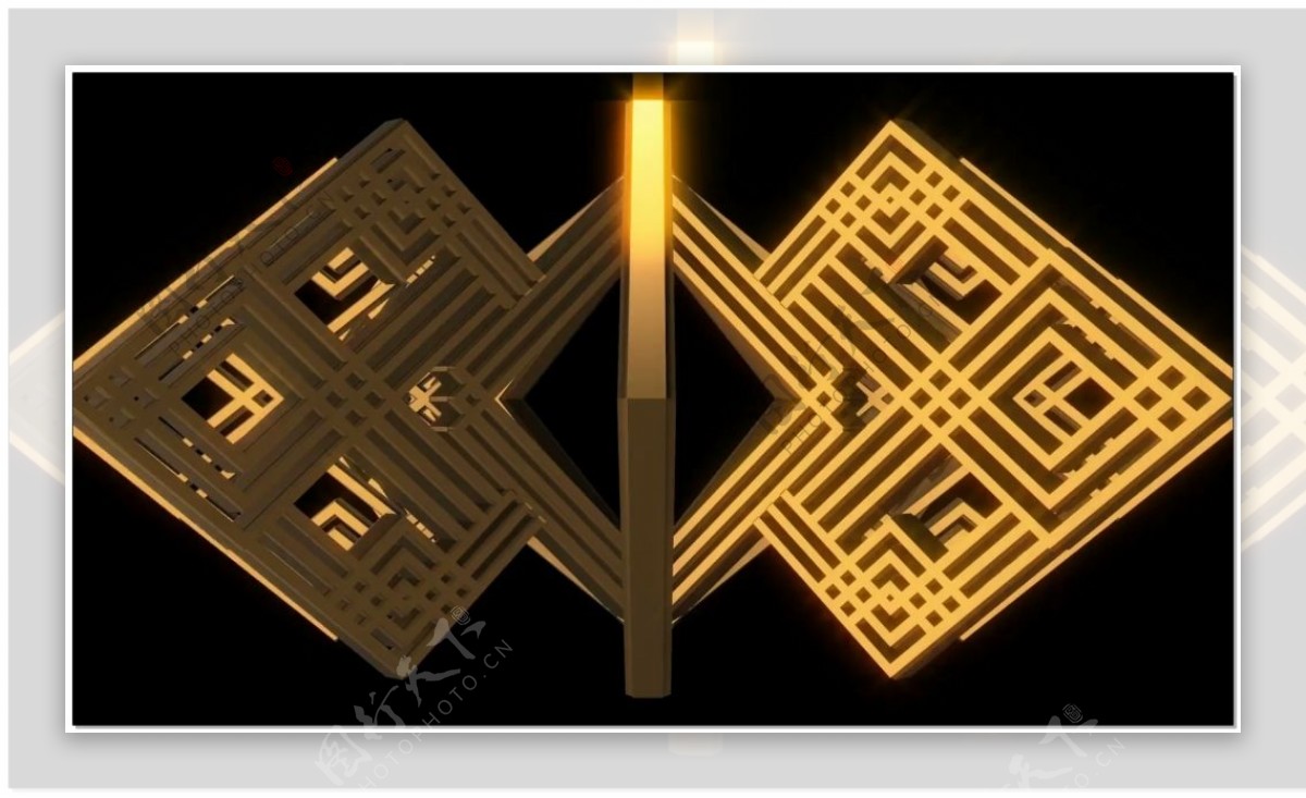 金色3D镂空菱形视频素材