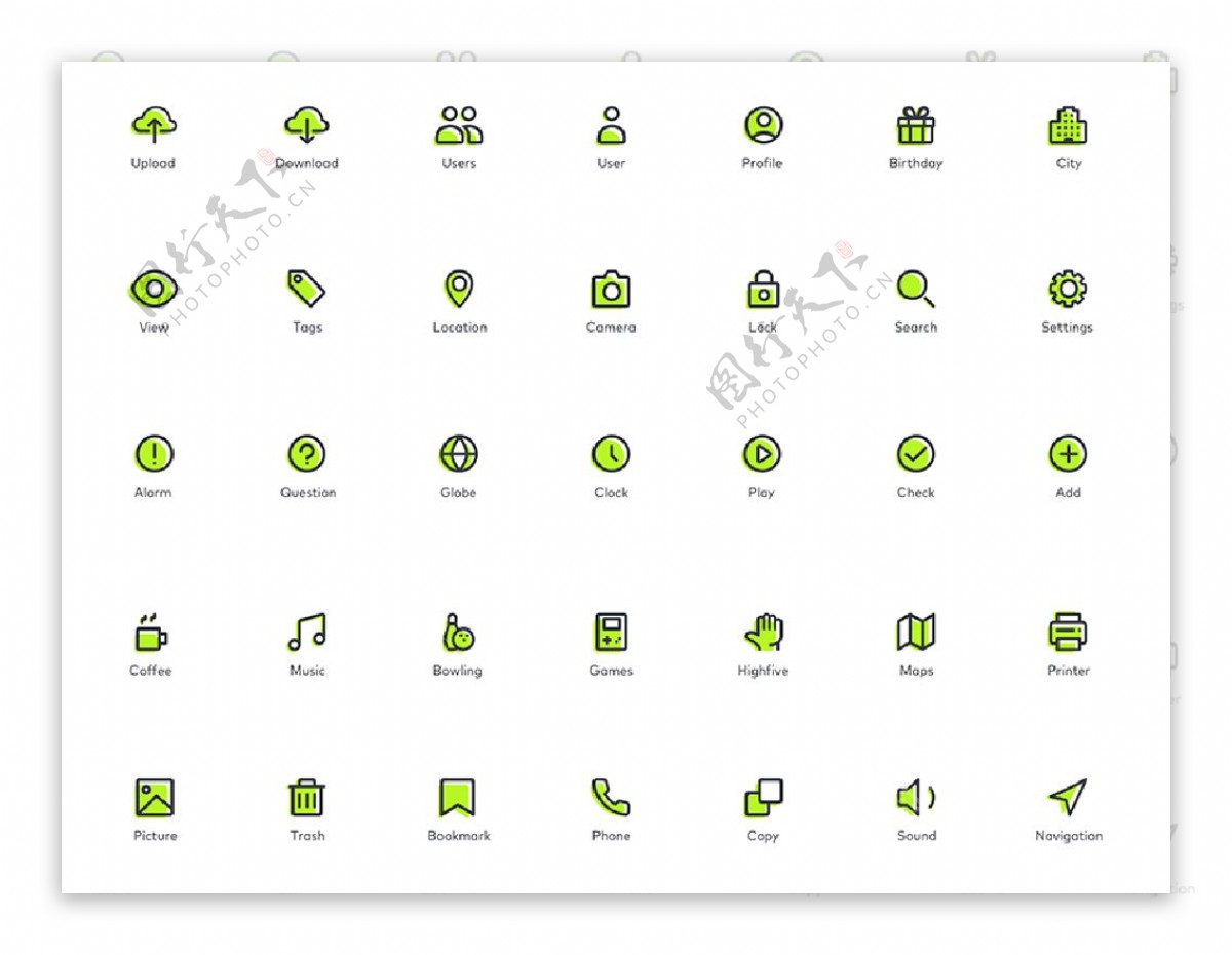 绿色线性icon图标sketch素材
