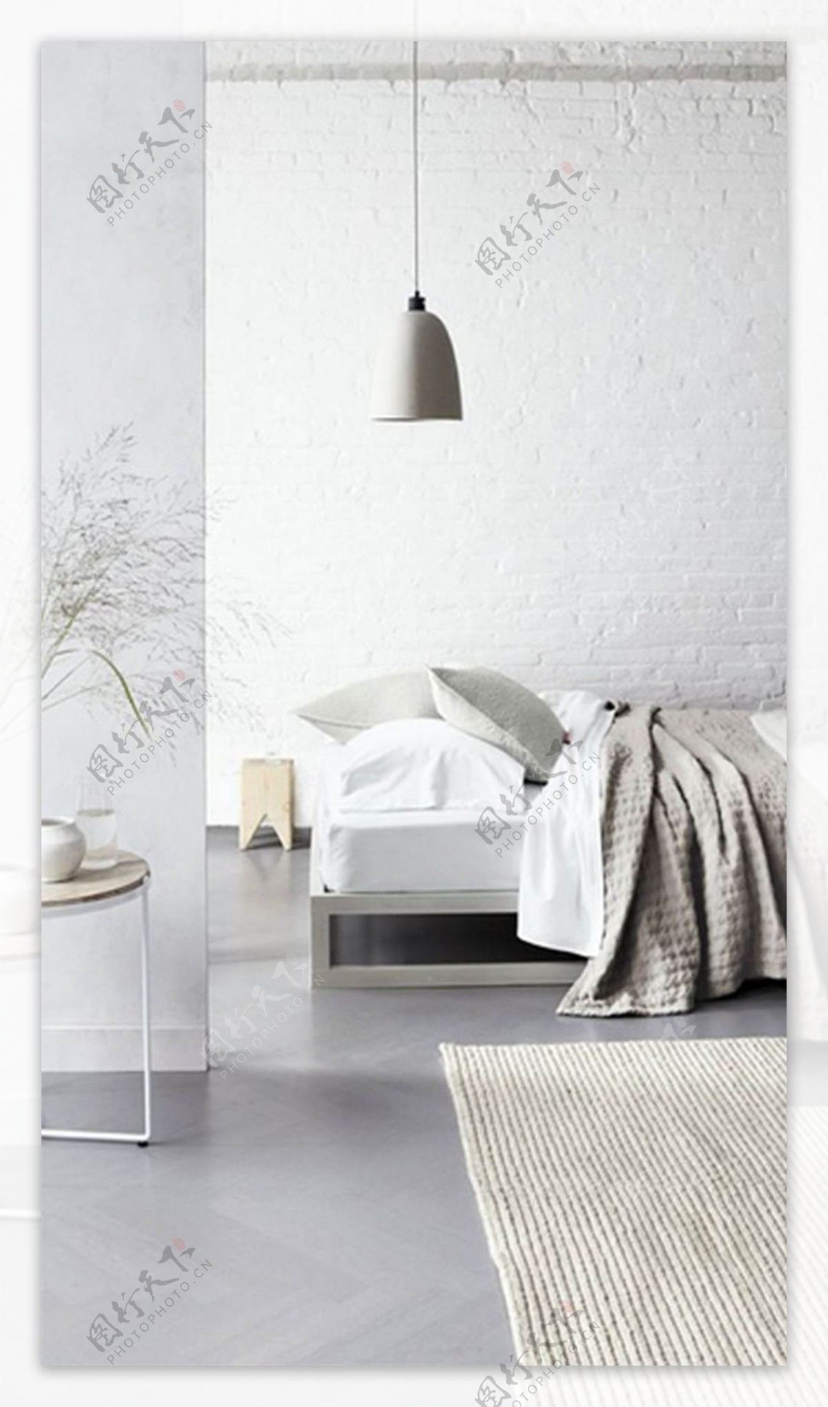 白色砖墙卧室H5背景素材
