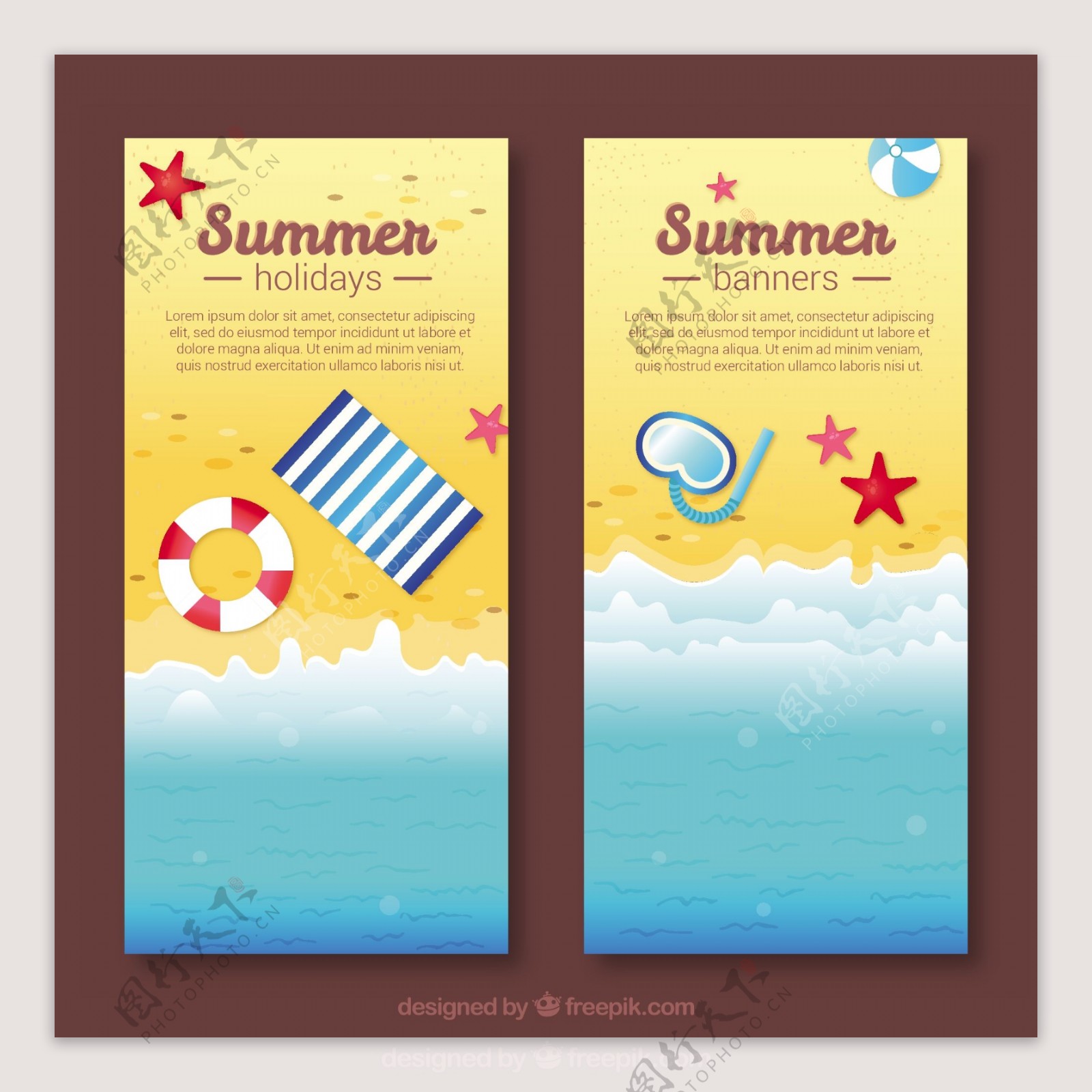 夏天的旗帜海和装饰物