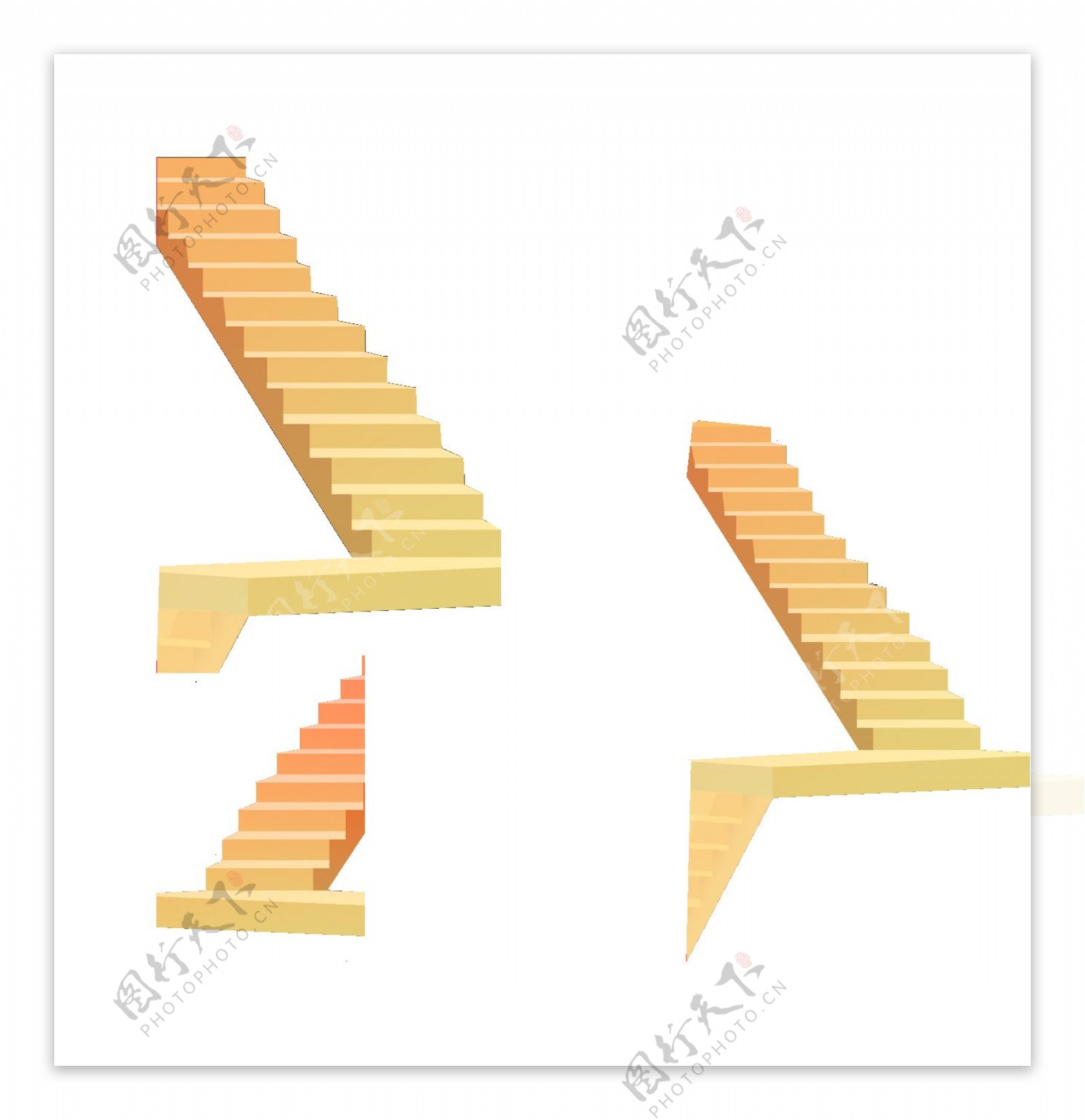 黄色楼梯阶梯png元素素材