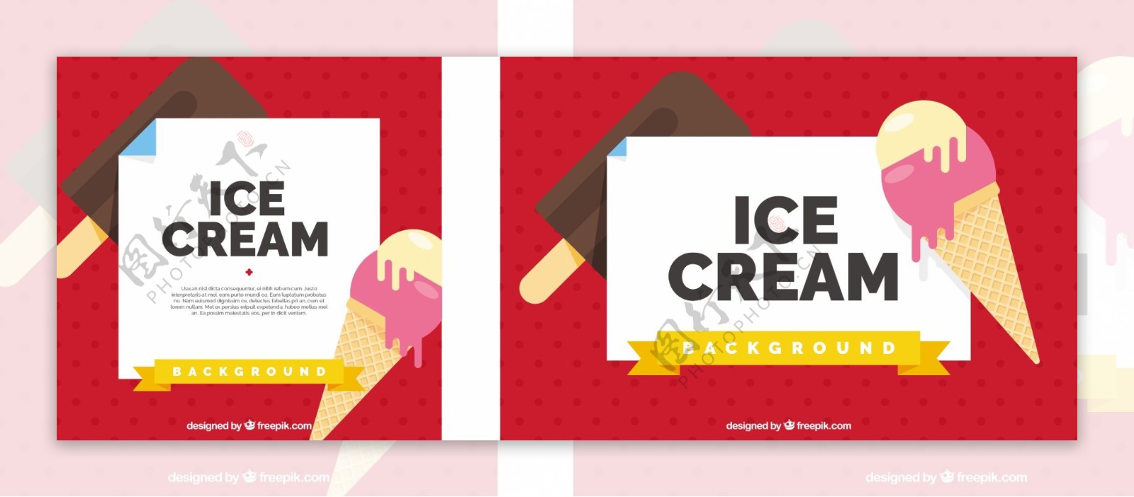红色设计中冰淇淋的背景