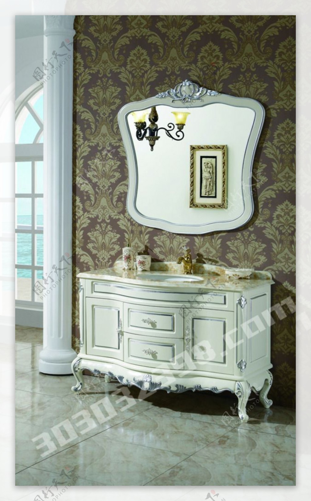 白色欧式浴室柜