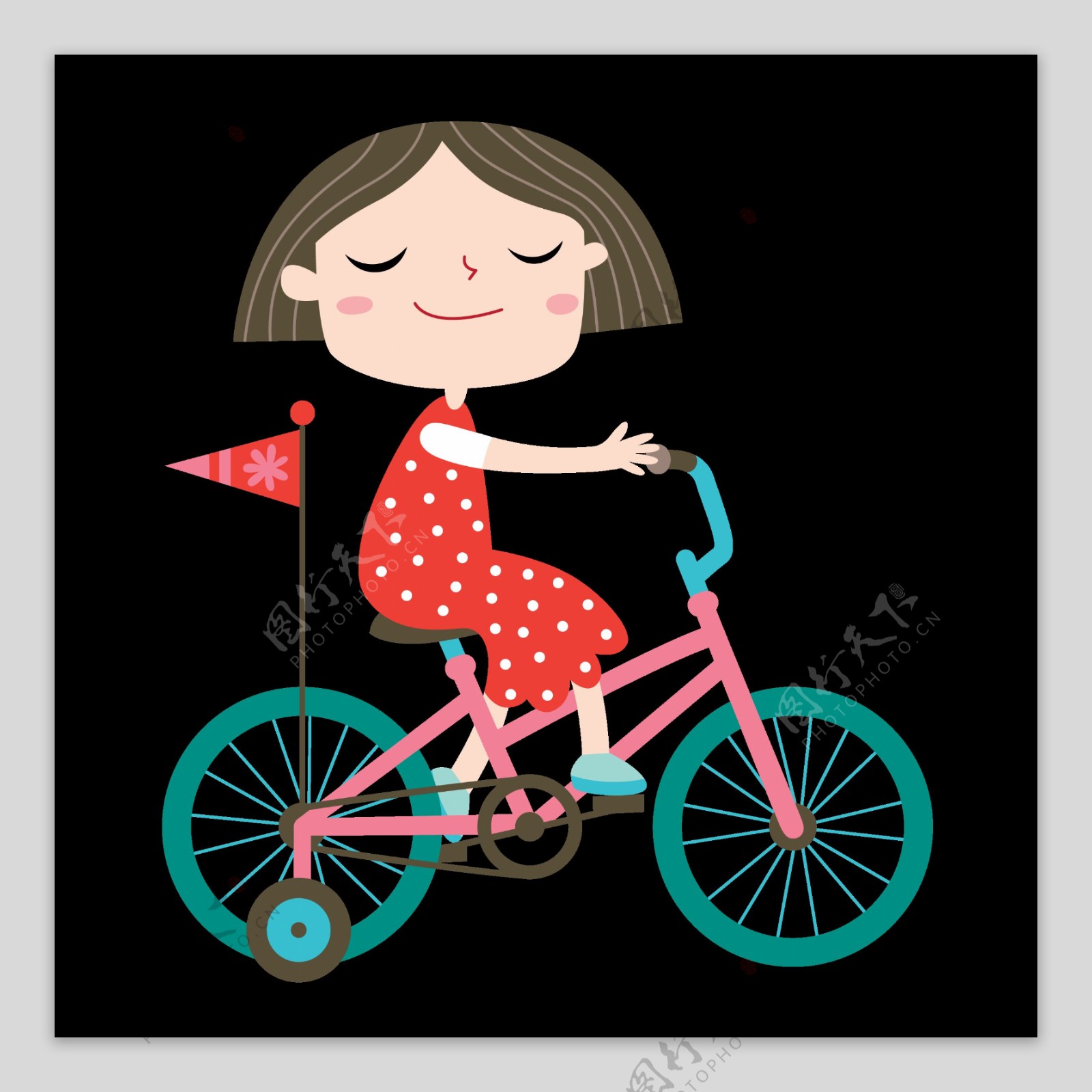 卡通儿童骑自行车素材图片