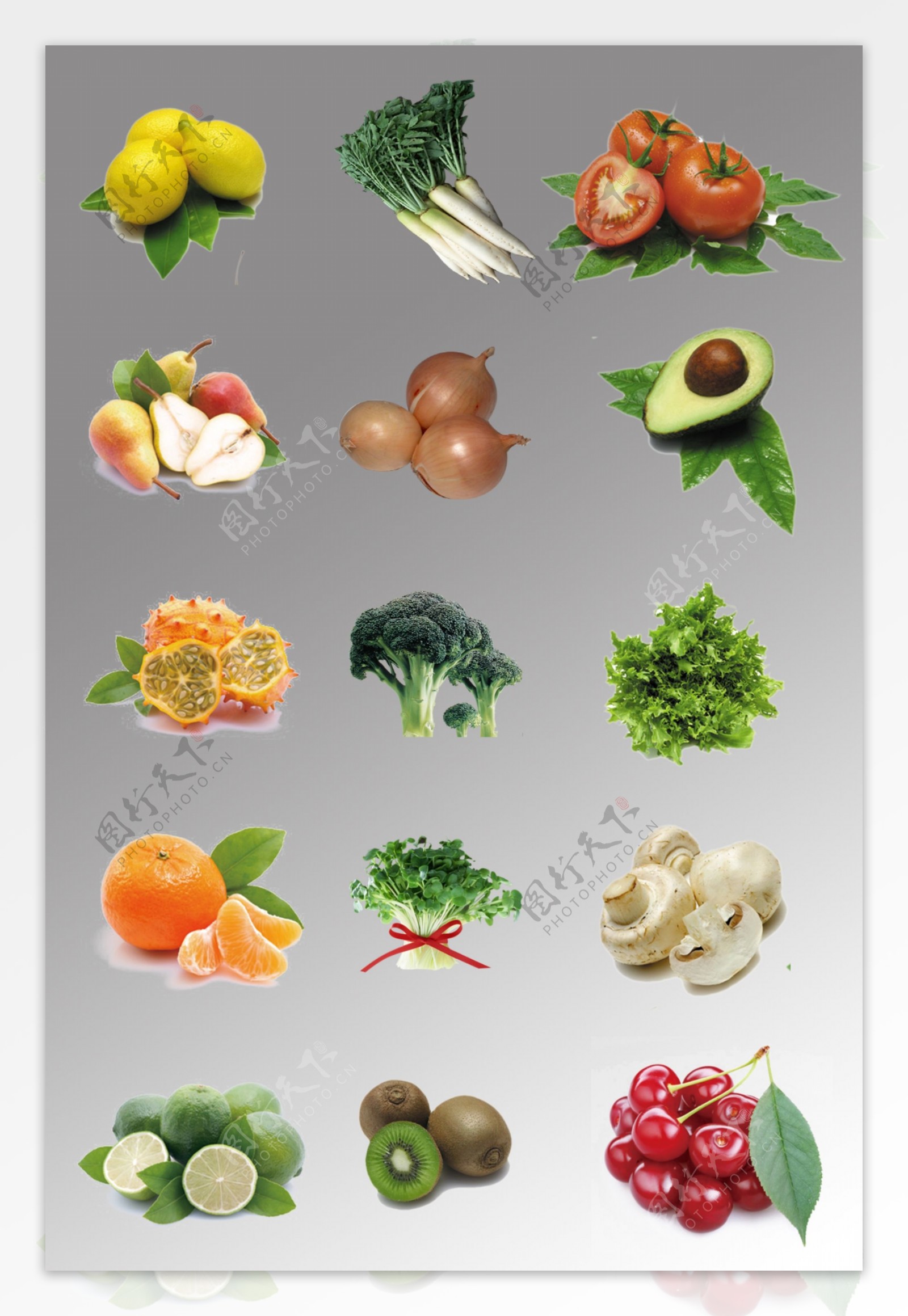 一组蔬菜水果摄影插画图