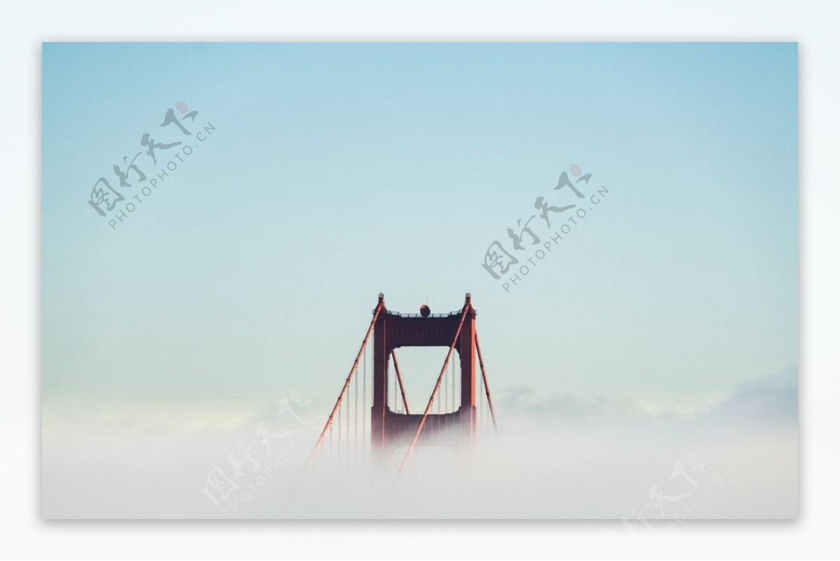 云雾中的拉索桥