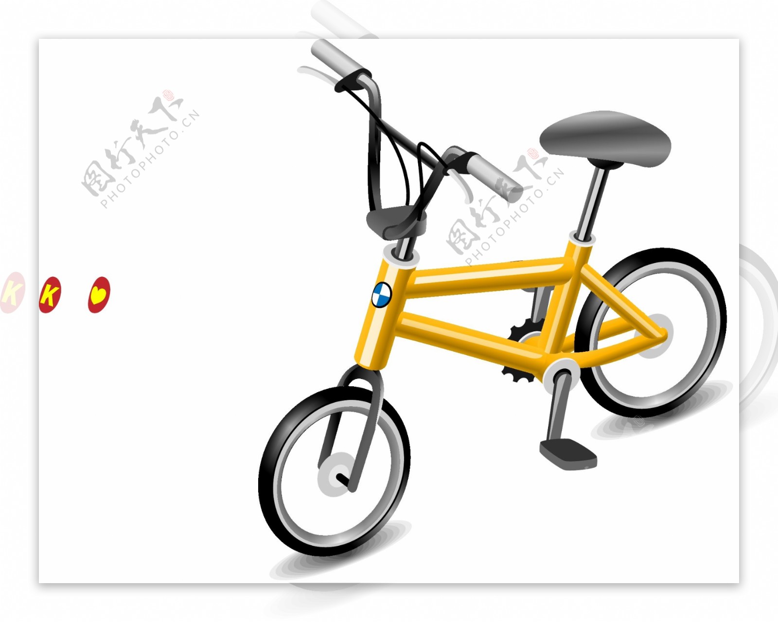 黄色自行车单车矢量素材