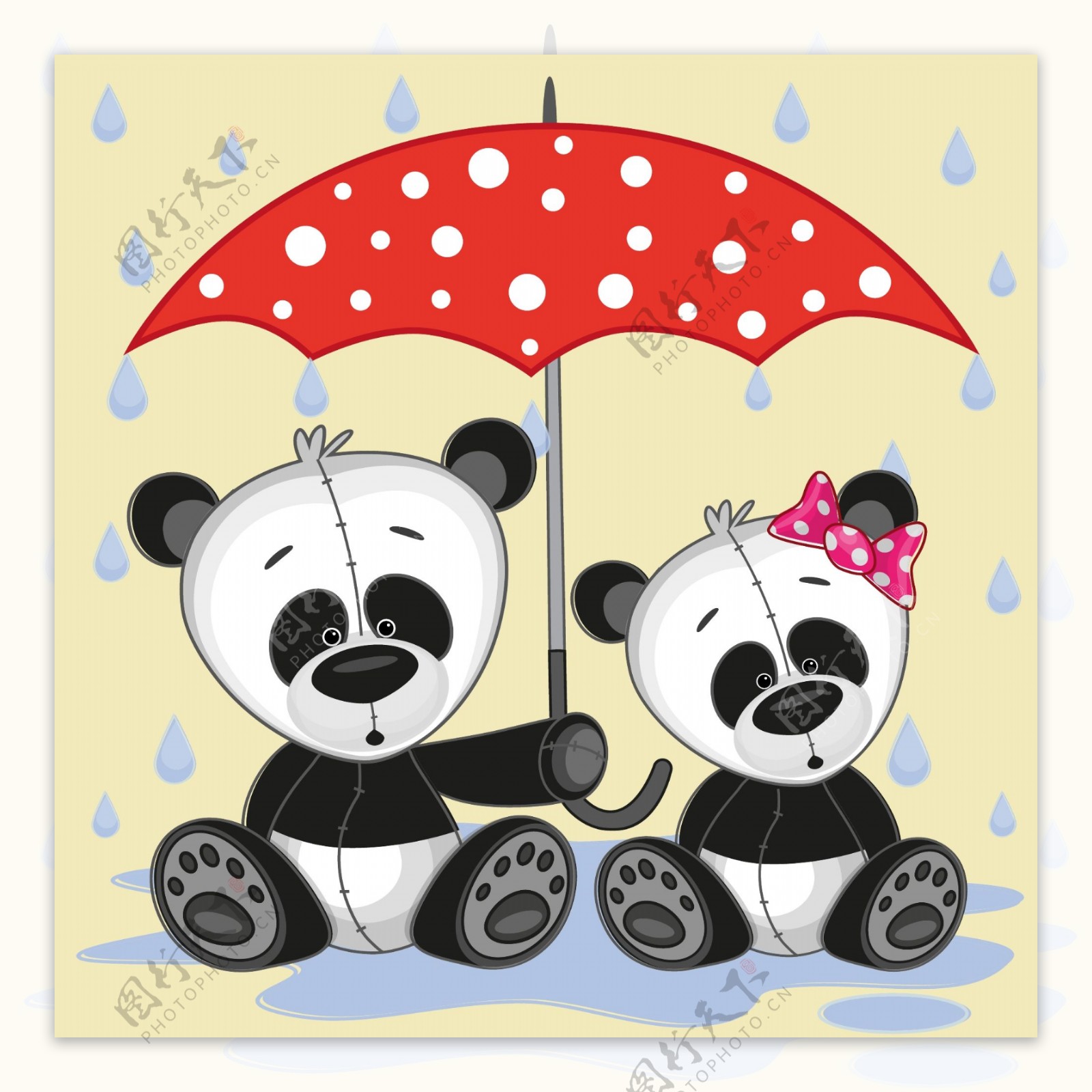 浪漫爱情熊猫卡通矢量素材
