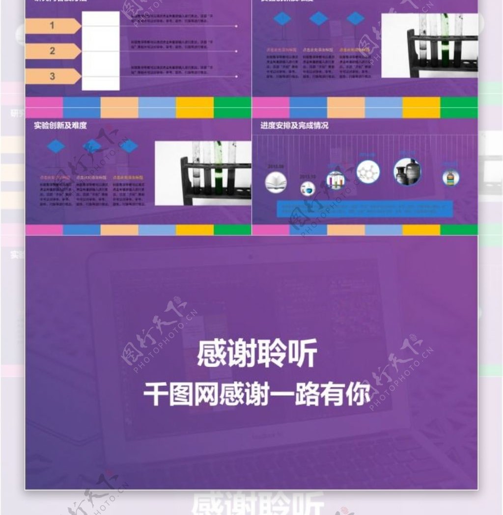 纯紫开题报告计划总结工作汇报PPT模板