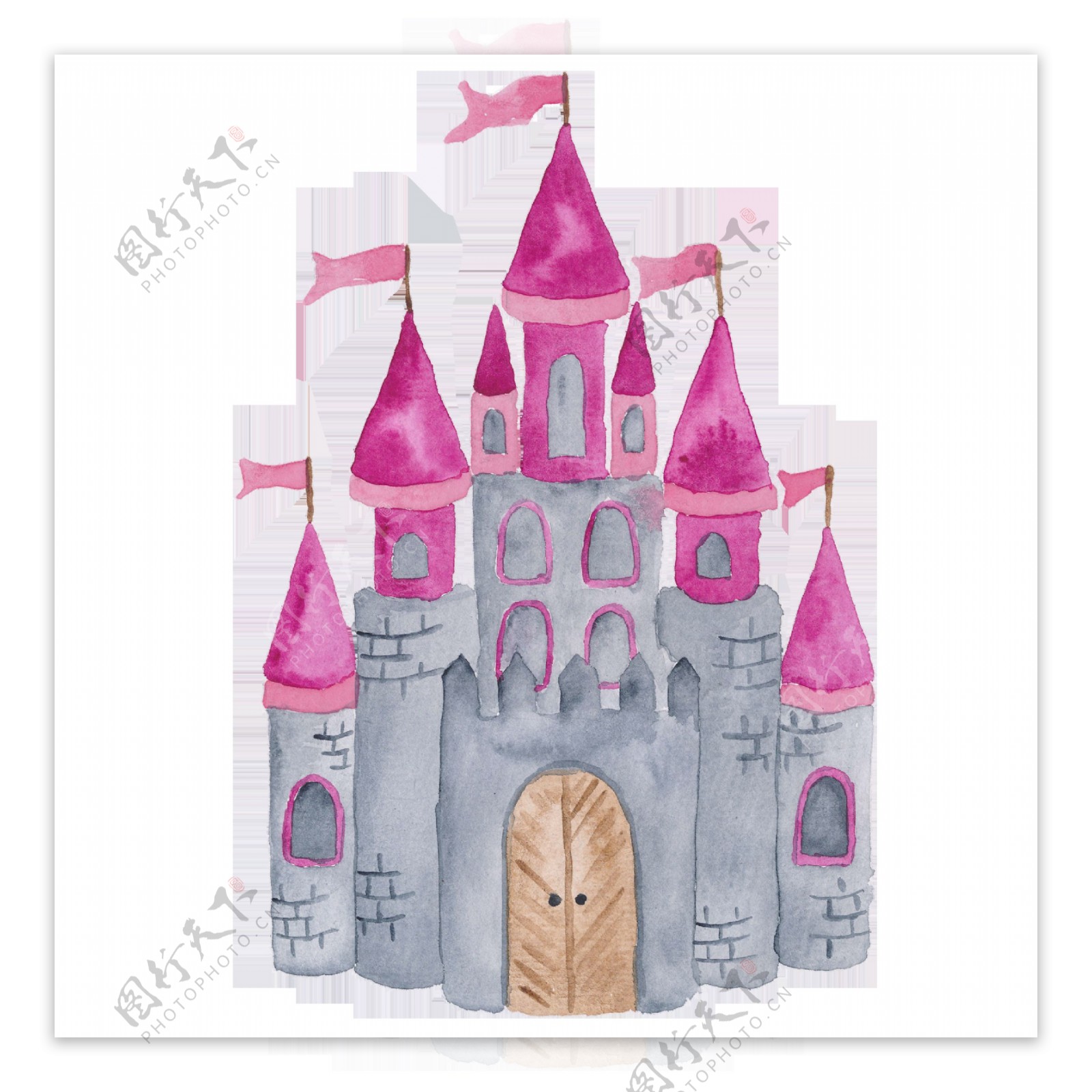 粉色公主城堡透明素材