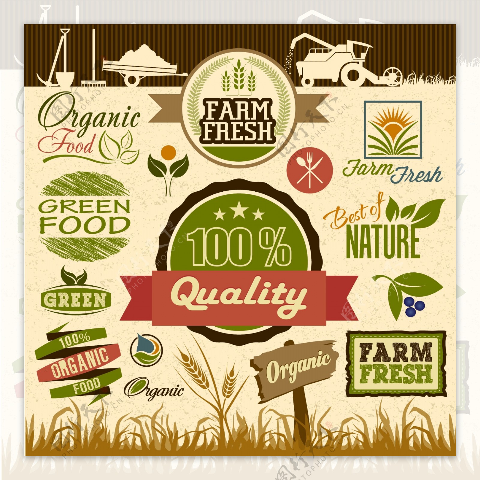 小麦绿色食品环境保护相关矢量素材