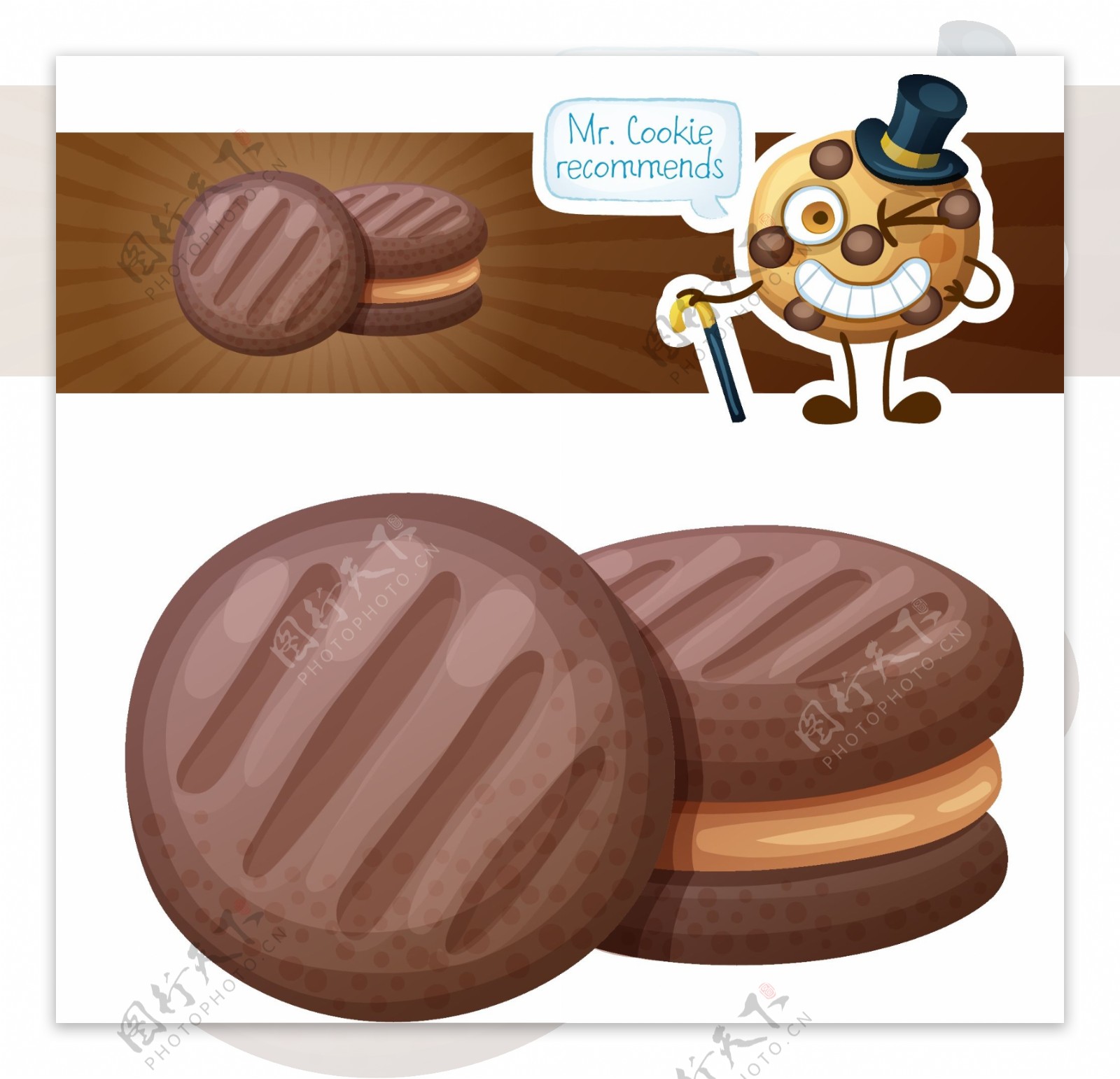 美味的巧克力夹心饼干插画