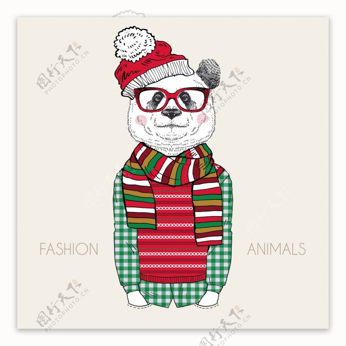 手绘彩绘针织衫狗头眼镜圣诞帽装饰画