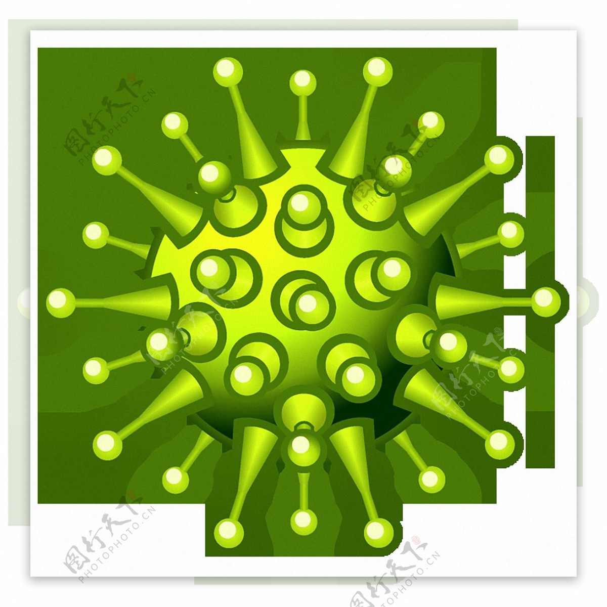 卡通带刺绿色病毒免抠png透明图层素材