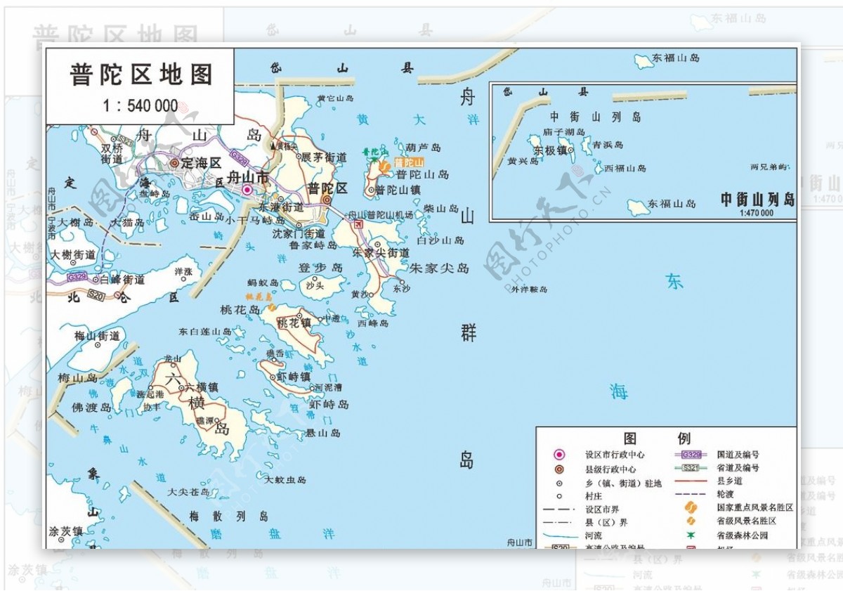 浙江舟山市普陀区标准地图32K