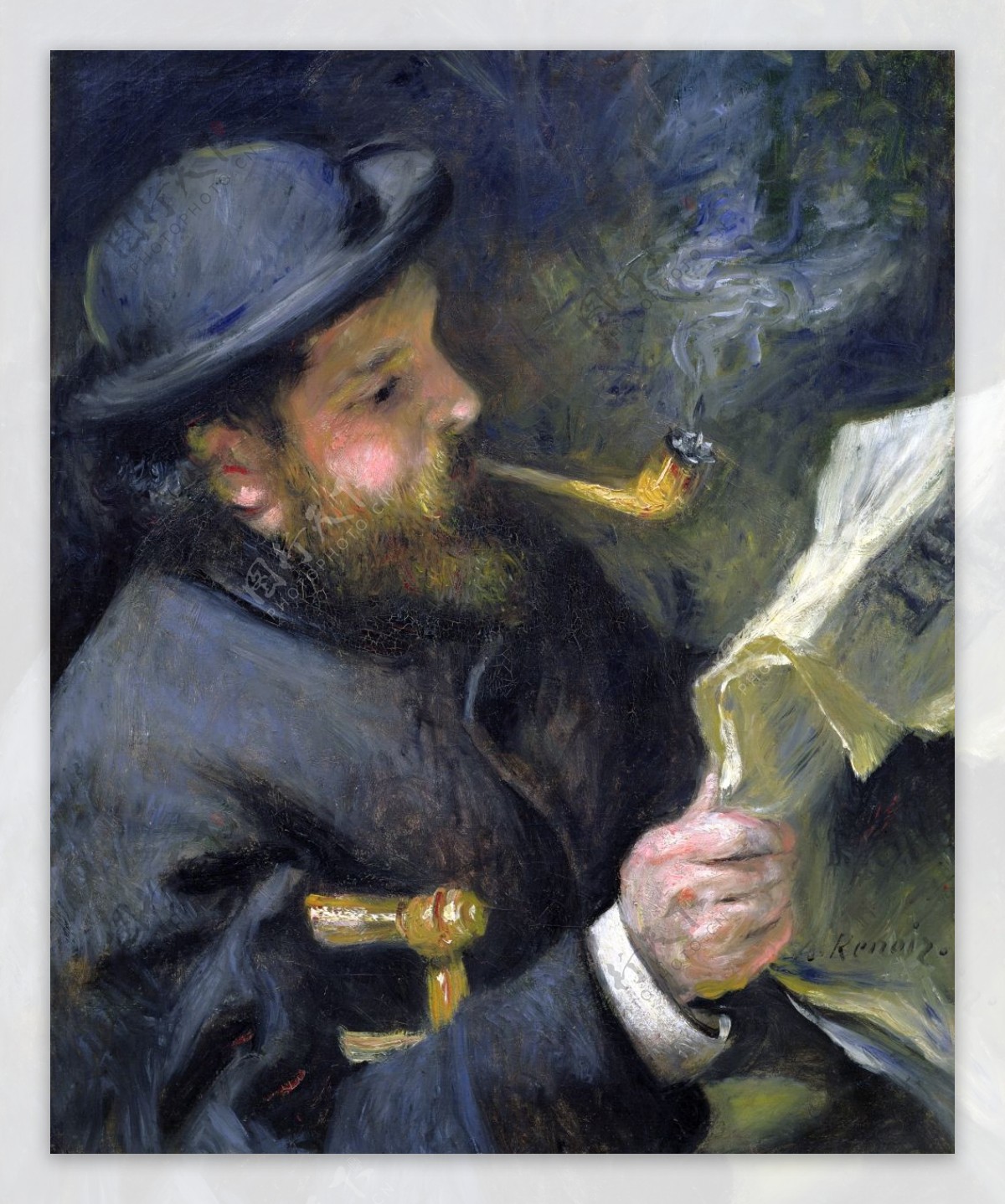 抽烟的男人油画