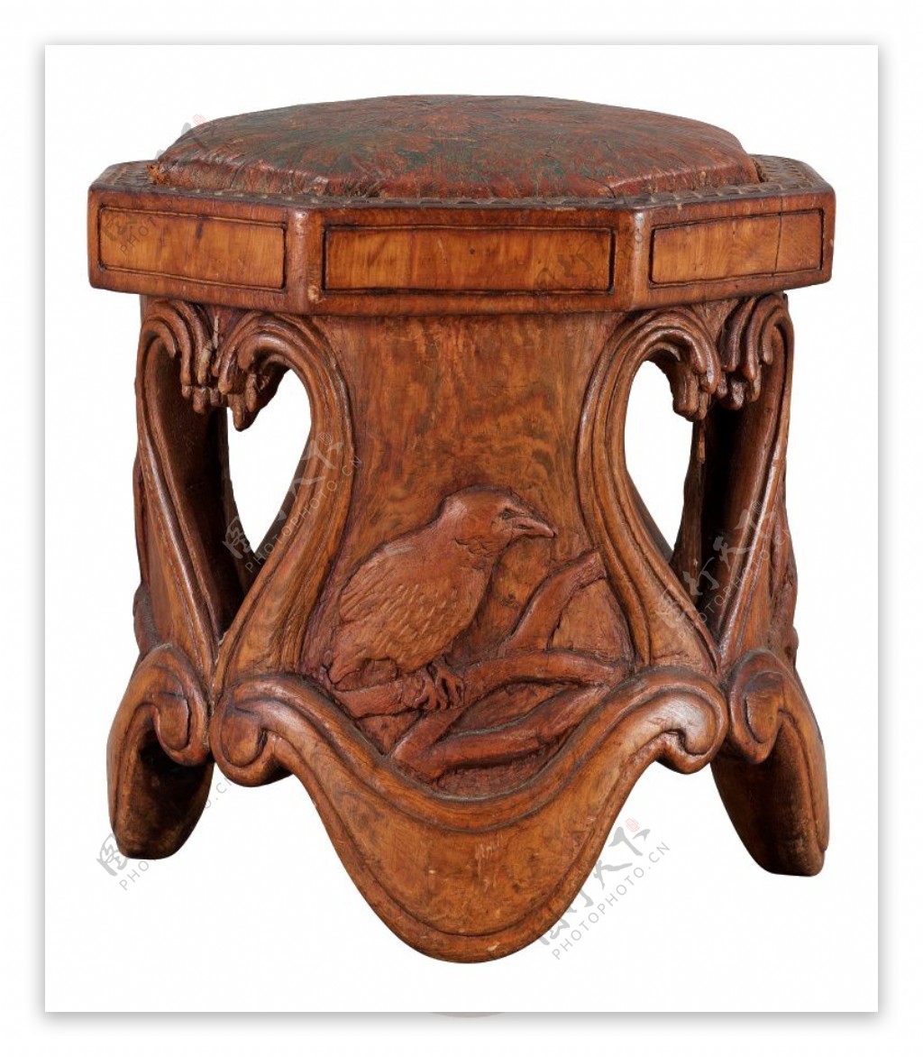 古代实木雕花板凳实物PNG