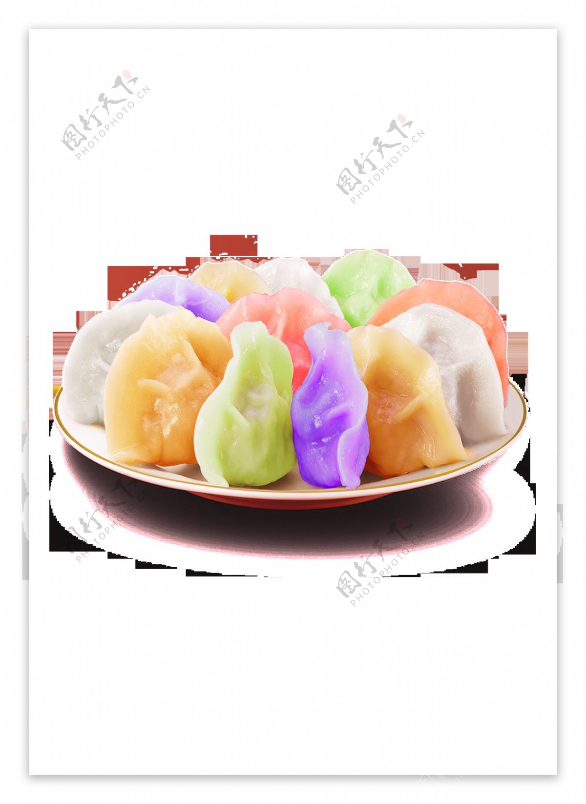 五彩饺子png元素素材