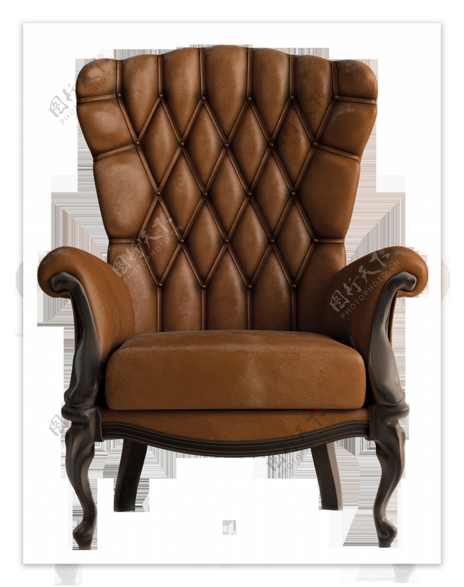 棕色皮扶手椅子免抠png透明素材
