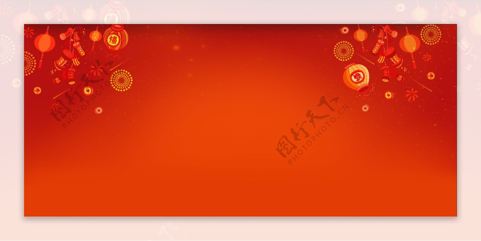 唯美中国风红色灯笼banner背景素材