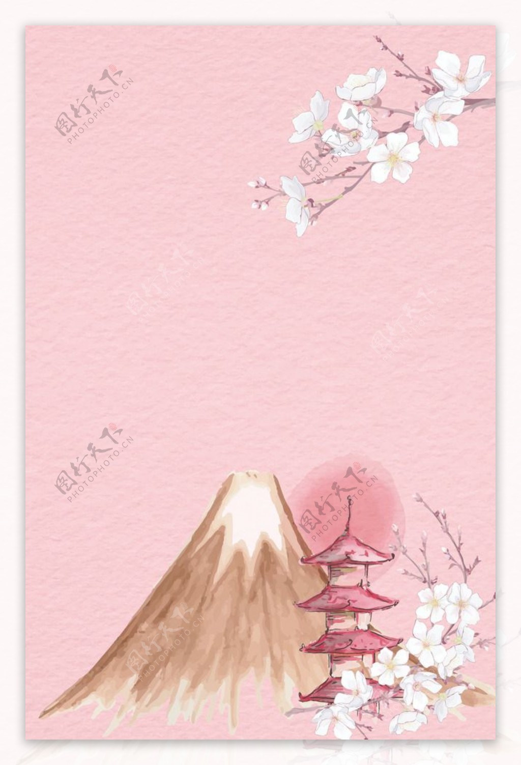 唯美富士山樱花背景