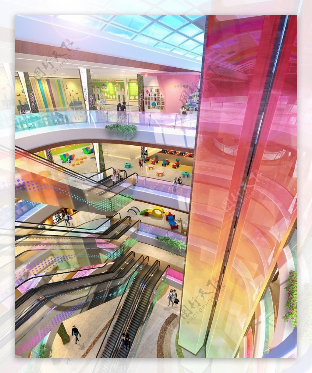 商场装修设计效果图彩虹创意设计