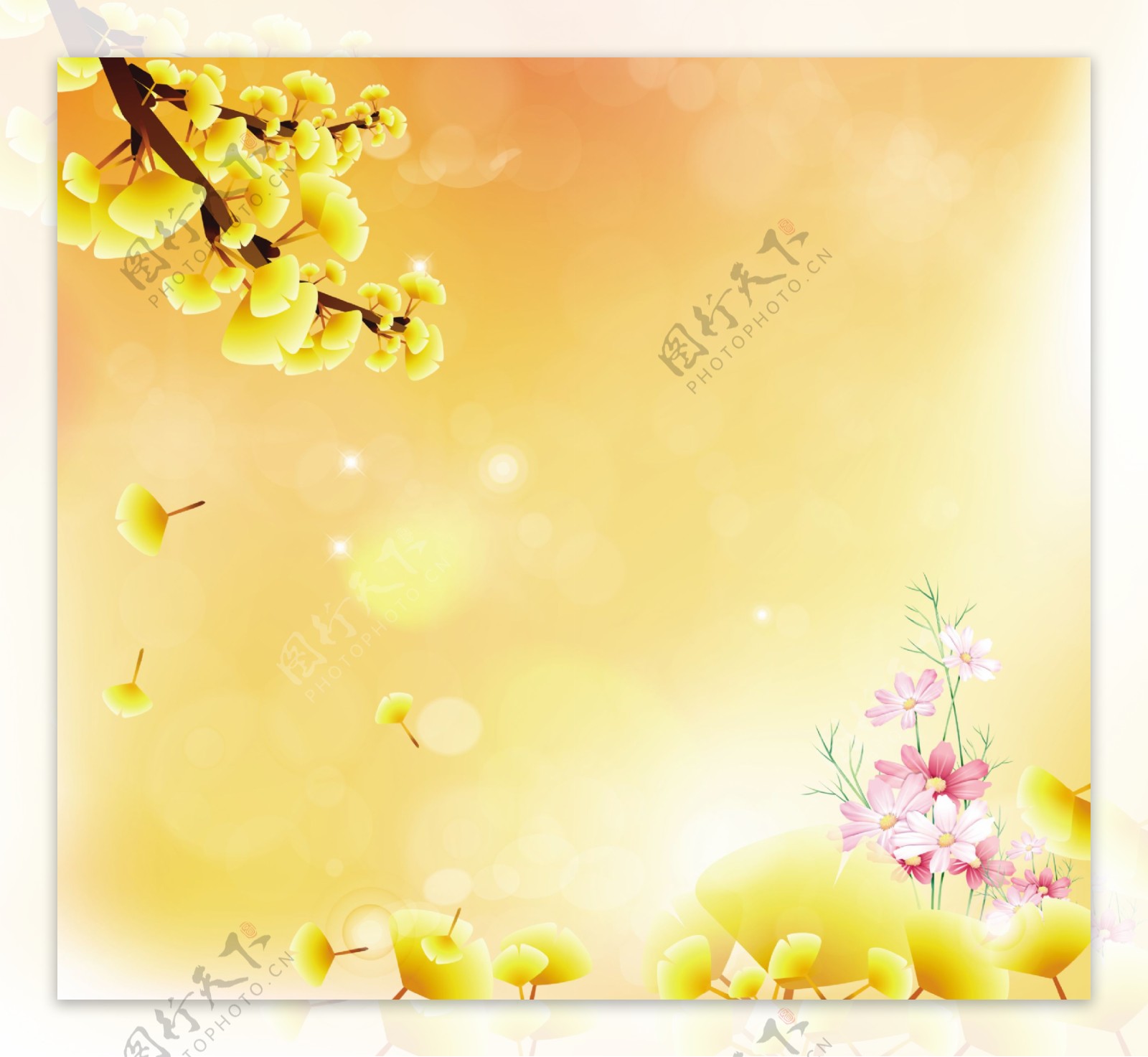 金黄色花朵装饰画素材