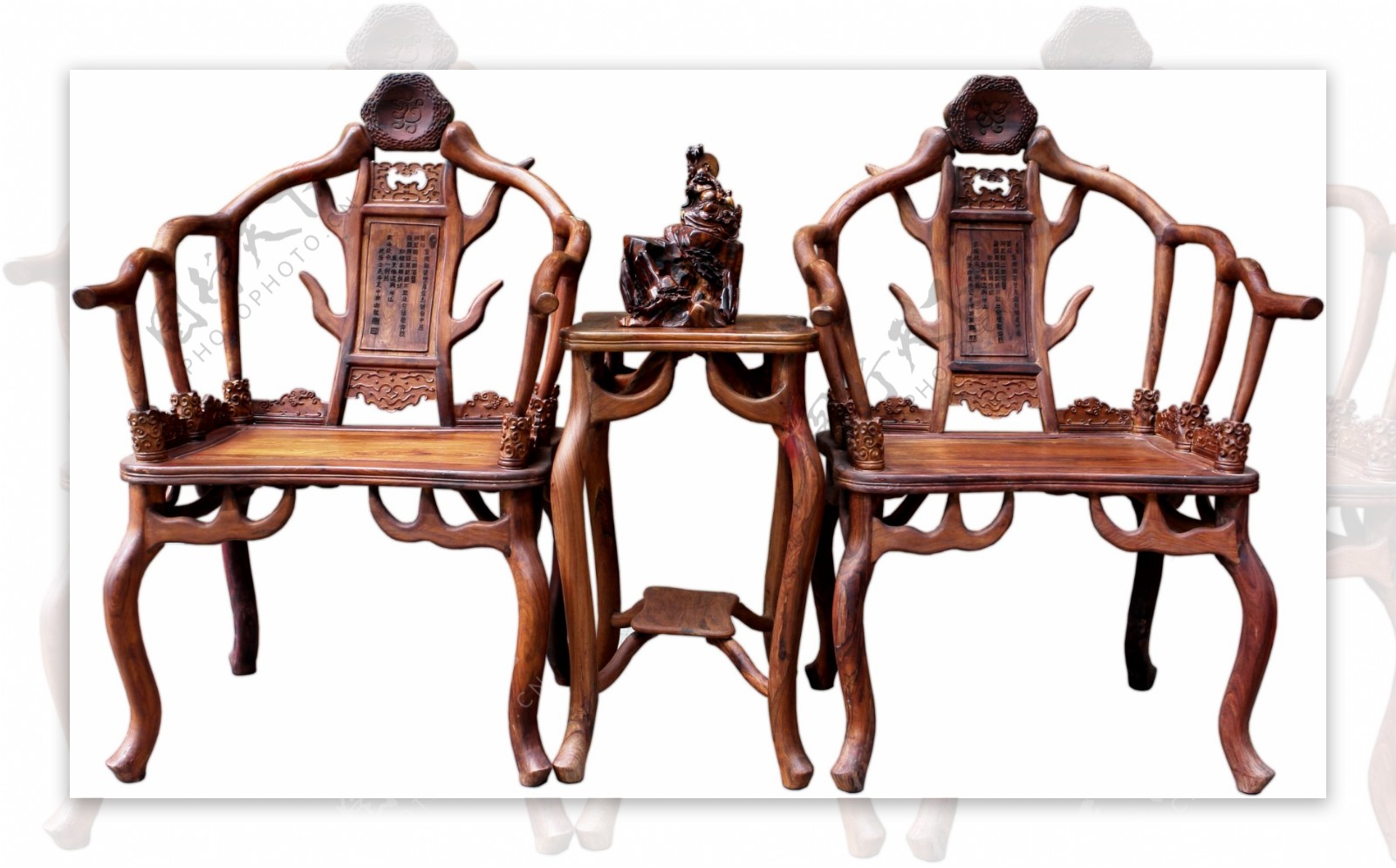 精美古代实木座椅图案元素