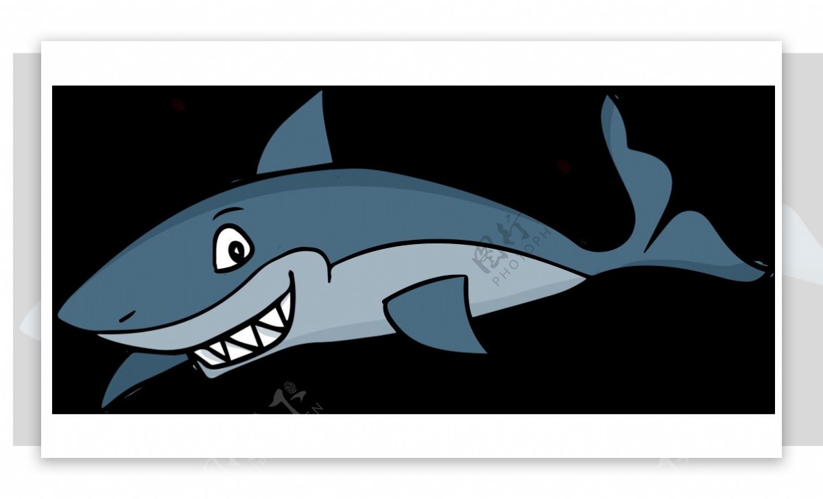 手绘蓝灰色鲨鱼免抠png透明素材