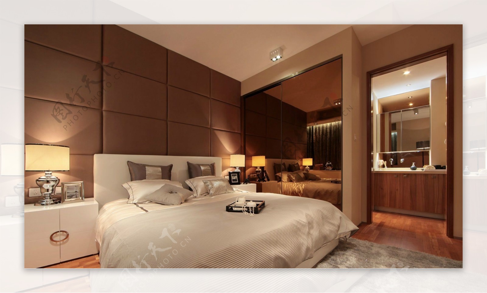 暖色卧室床现代效果图