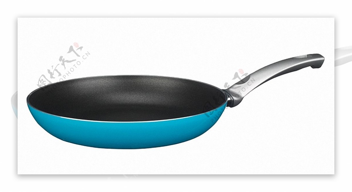 蓝色平底煎锅免抠png透明素材