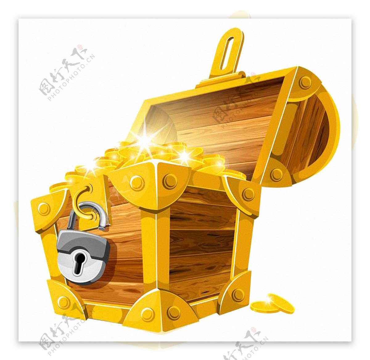 金黄色珠宝箱免抠png透明图层素材