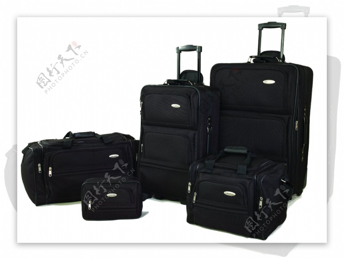 一堆黑色行李箱免抠png透明图层素材
