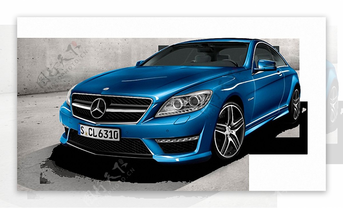 蓝色高级奔驰车免抠png透明图层素材