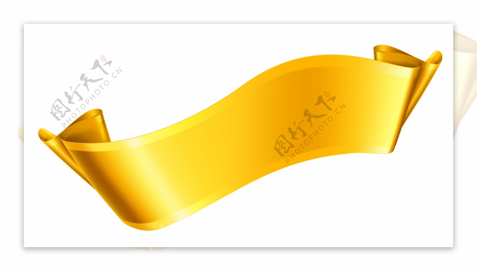 黄金装饰飘带免抠png透明图层素材