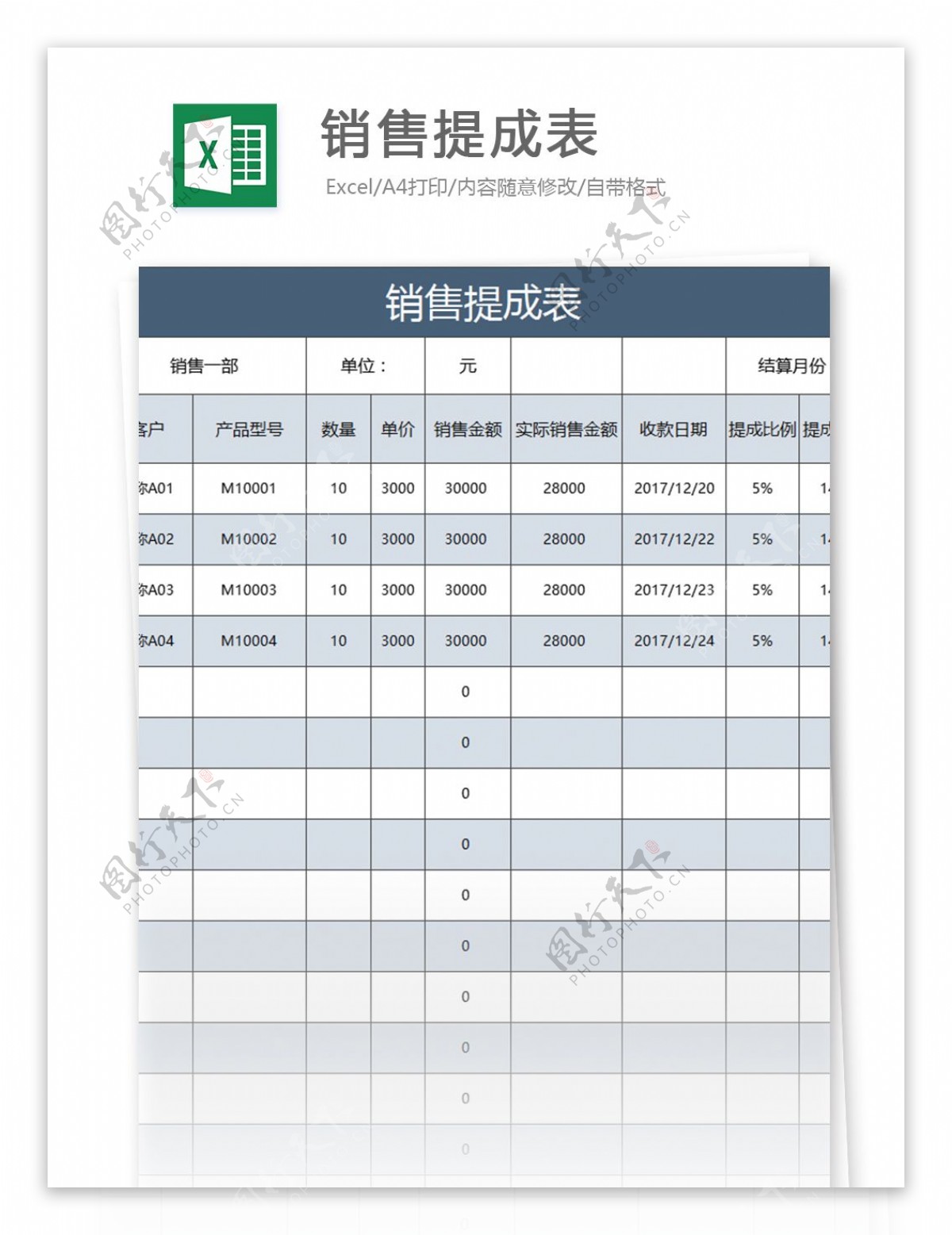 营销提成表营销佣金提成表