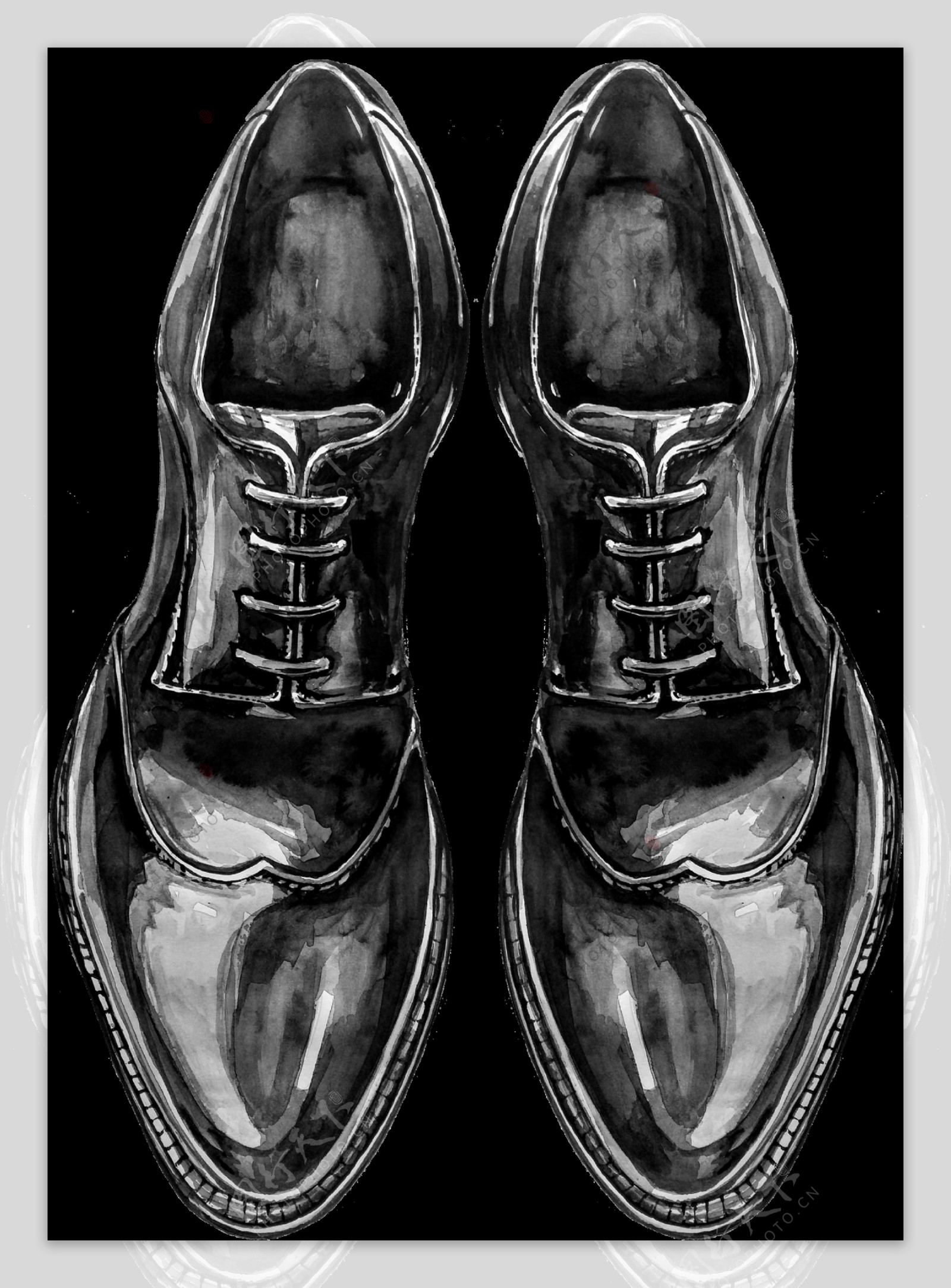 黑色皮鞋透明素材