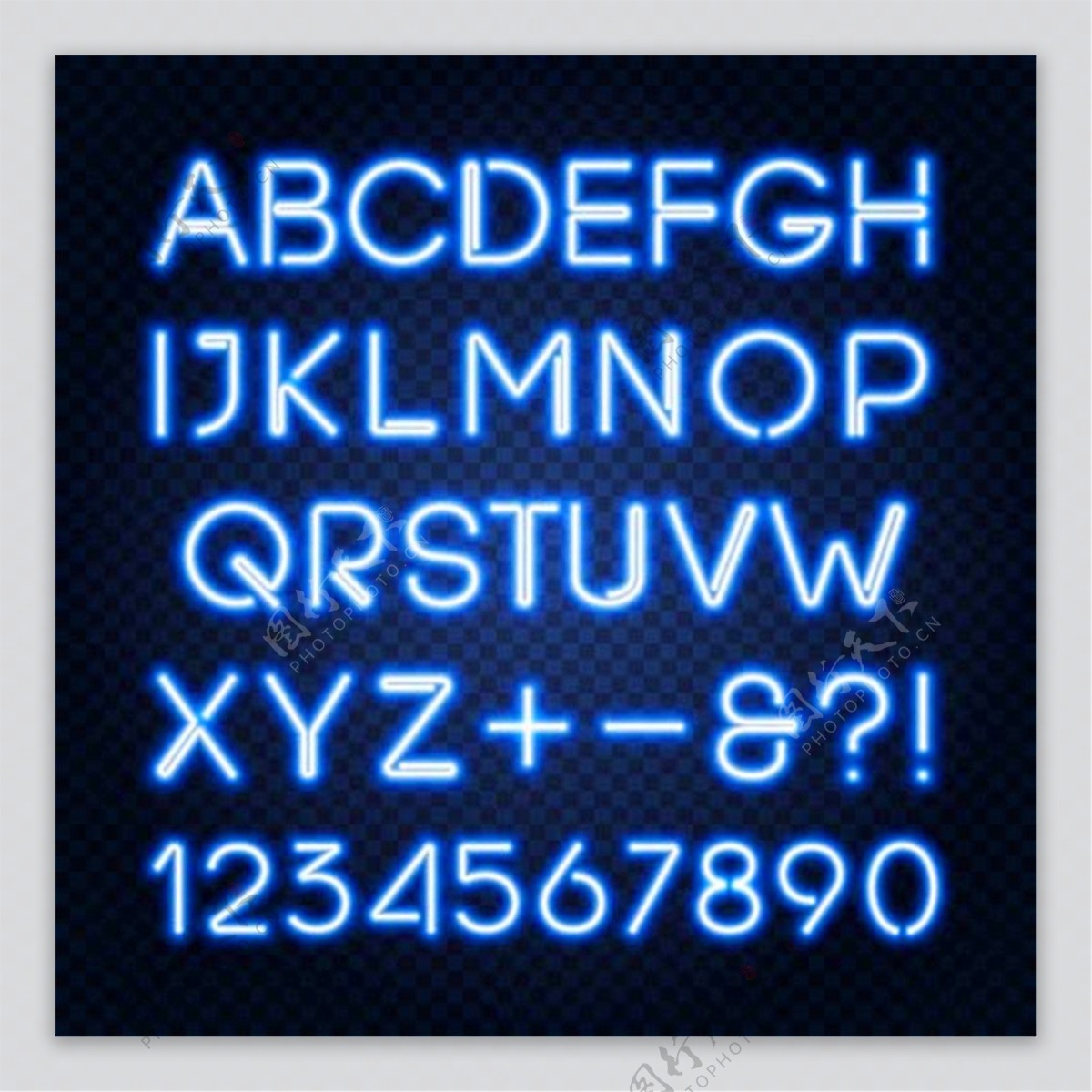 蓝色发光字母字体图片