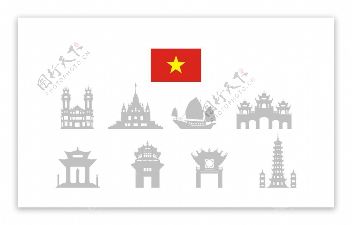 越南标志建筑矢量图