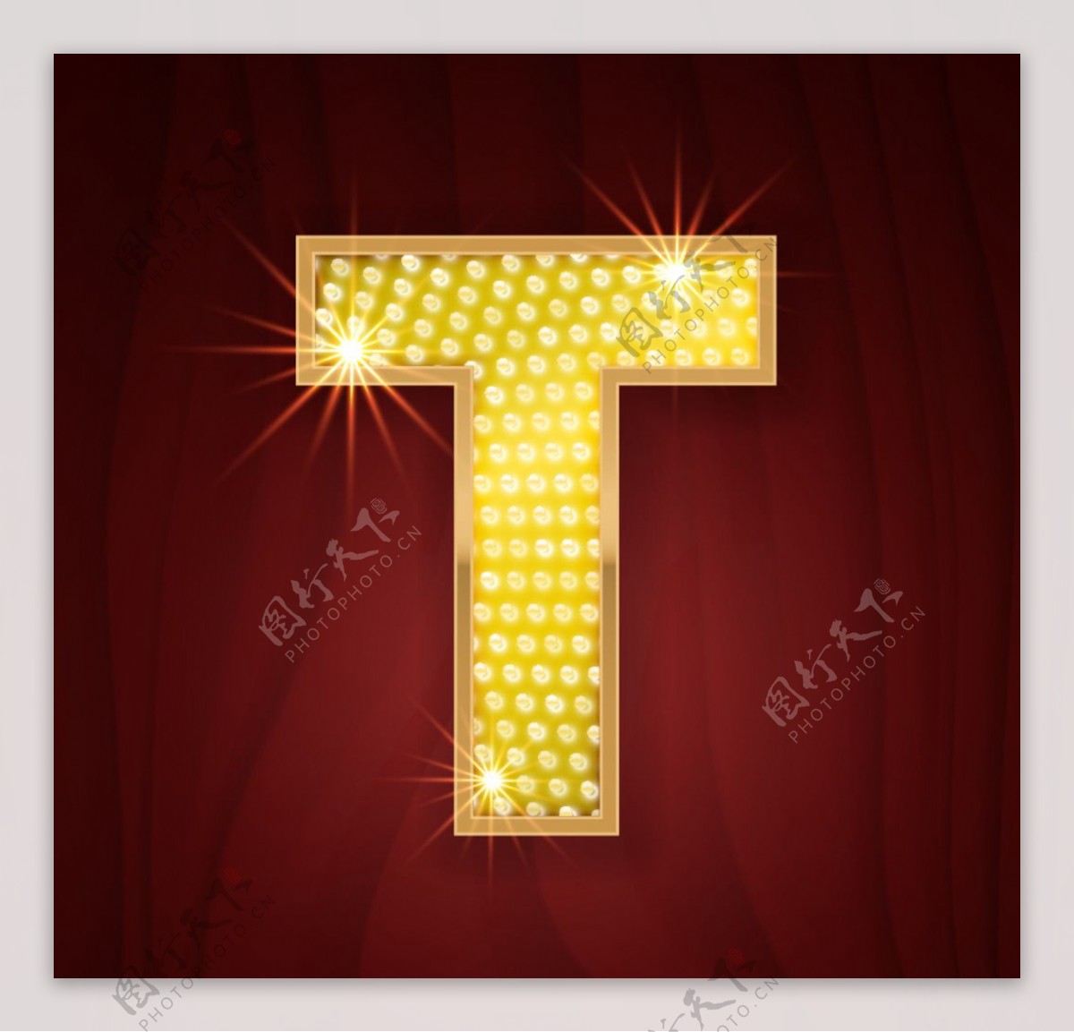 黄色镶边钻石闪耀英文字母T