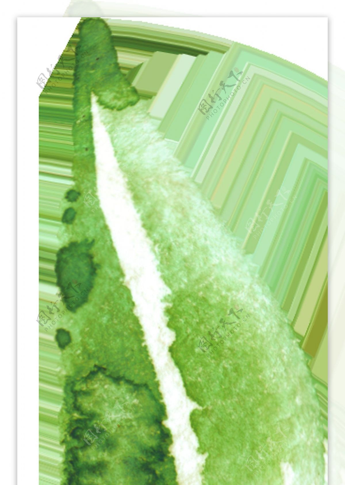 染绿枝叶卡通水彩透明素材