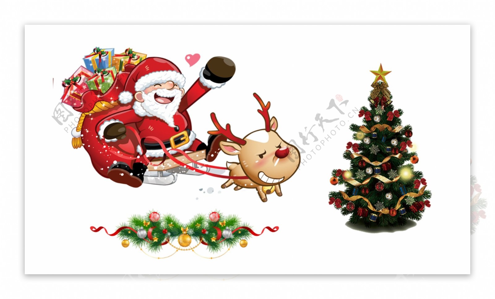 圣诞老人圣诞树装饰图案