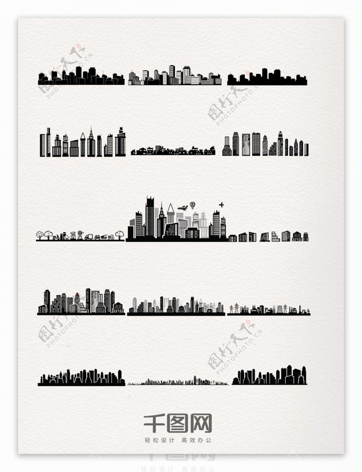 杭州城市剪影元素图案
