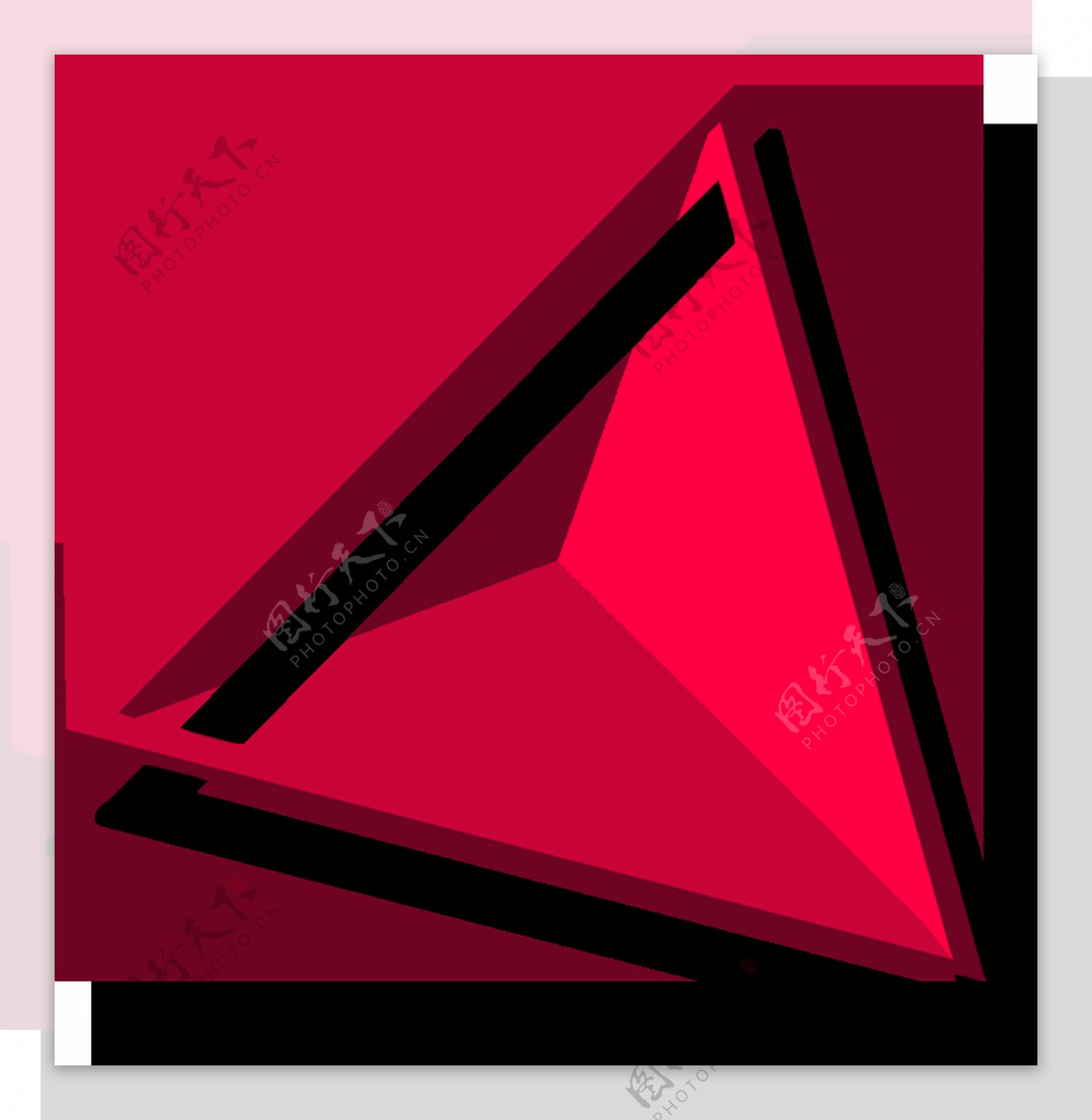 玫红三角卡通透明素材