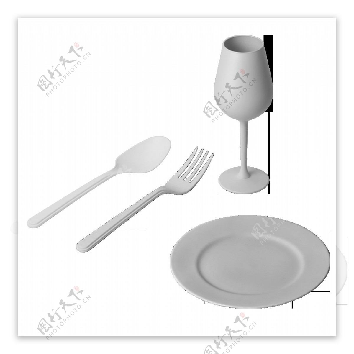 白色陶瓷餐具png元素