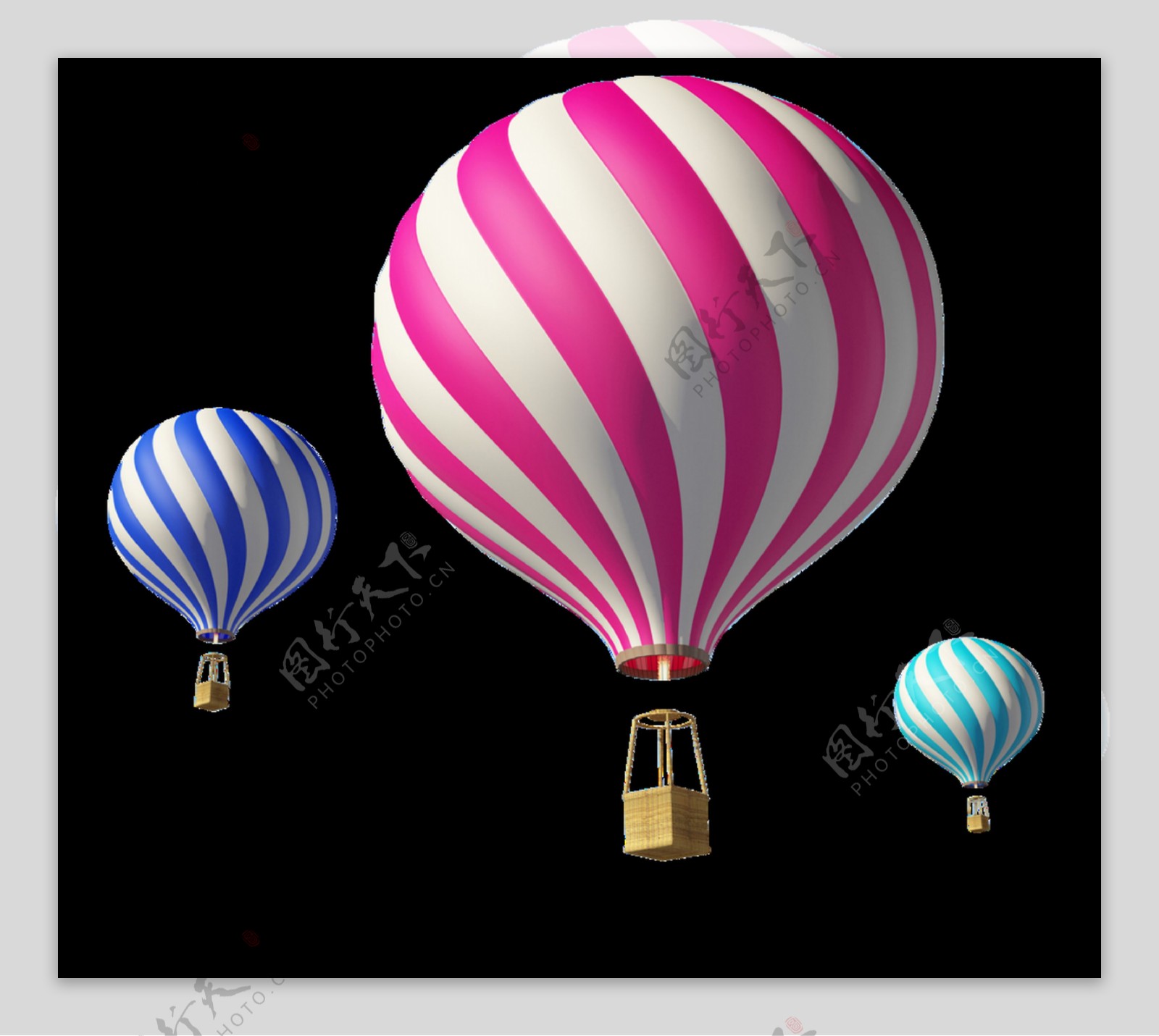 三款热气球透明素材