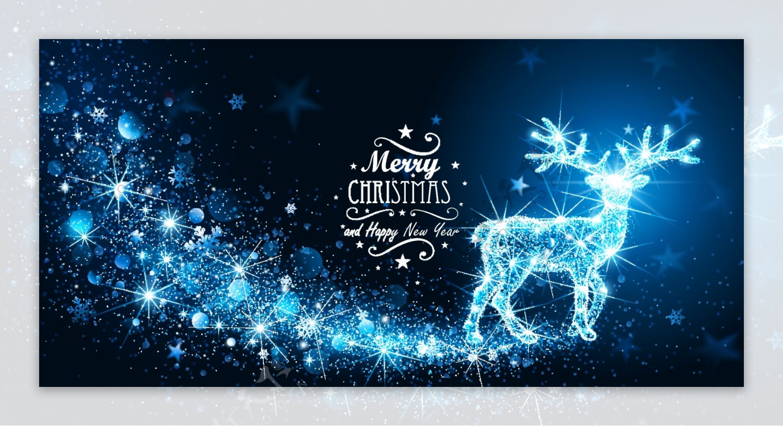 抽象蓝灯鹿与圣诞背景ai矢量